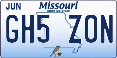 MO license plate GH5Z0N