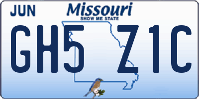MO license plate GH5Z1C