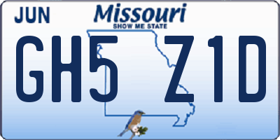 MO license plate GH5Z1D