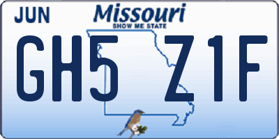 MO license plate GH5Z1F