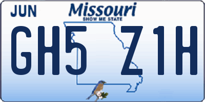 MO license plate GH5Z1H