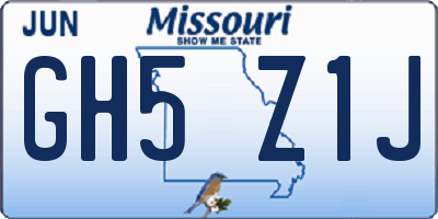 MO license plate GH5Z1J