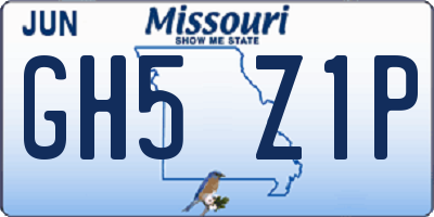 MO license plate GH5Z1P