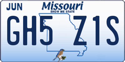 MO license plate GH5Z1S