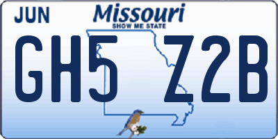 MO license plate GH5Z2B