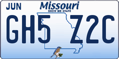 MO license plate GH5Z2C