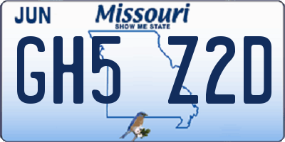 MO license plate GH5Z2D