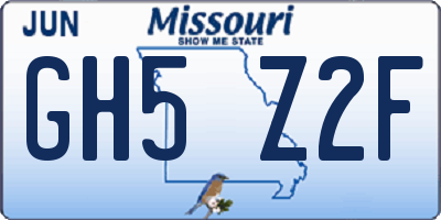 MO license plate GH5Z2F