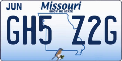 MO license plate GH5Z2G