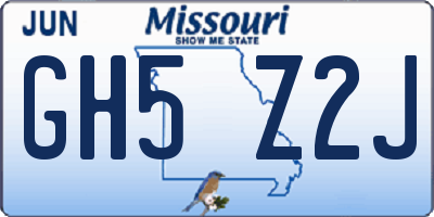 MO license plate GH5Z2J