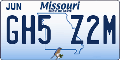 MO license plate GH5Z2M