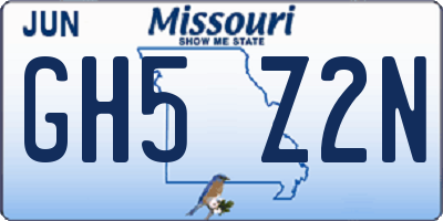MO license plate GH5Z2N