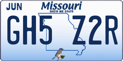 MO license plate GH5Z2R