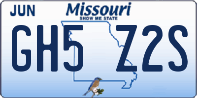 MO license plate GH5Z2S