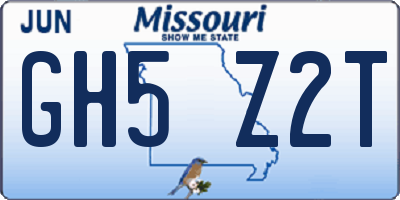 MO license plate GH5Z2T