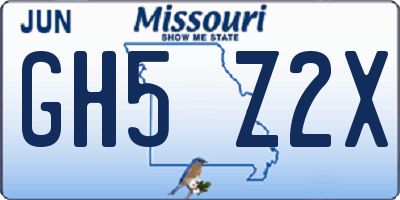 MO license plate GH5Z2X