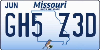 MO license plate GH5Z3D