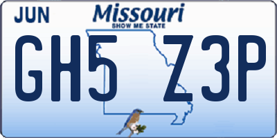 MO license plate GH5Z3P