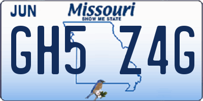 MO license plate GH5Z4G