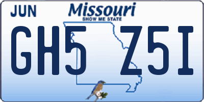 MO license plate GH5Z5I