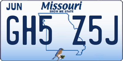 MO license plate GH5Z5J