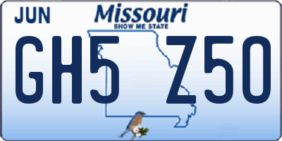 MO license plate GH5Z5O