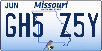 MO license plate GH5Z5Y