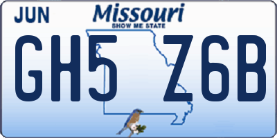 MO license plate GH5Z6B