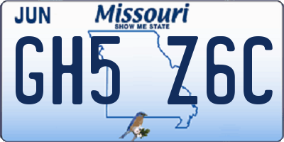 MO license plate GH5Z6C