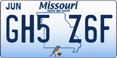 MO license plate GH5Z6F