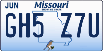 MO license plate GH5Z7U