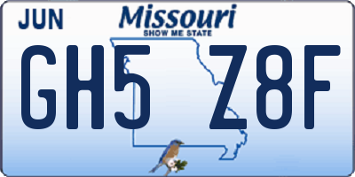 MO license plate GH5Z8F