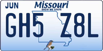 MO license plate GH5Z8L