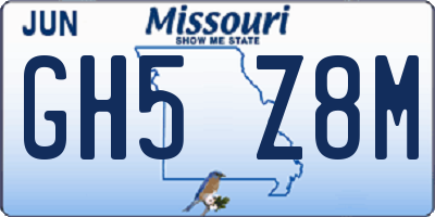 MO license plate GH5Z8M