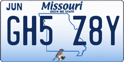 MO license plate GH5Z8Y
