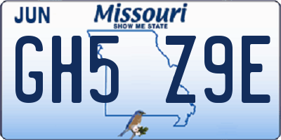 MO license plate GH5Z9E