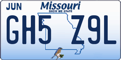 MO license plate GH5Z9L