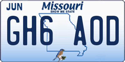 MO license plate GH6A0D