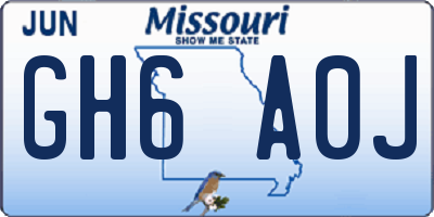 MO license plate GH6A0J