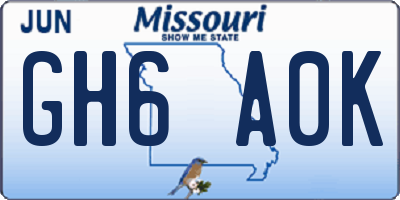 MO license plate GH6A0K