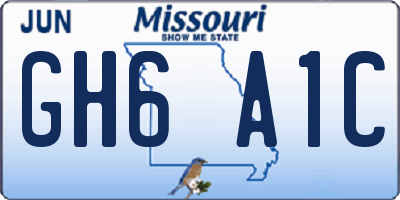 MO license plate GH6A1C