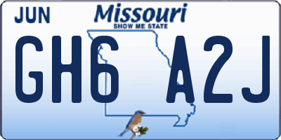 MO license plate GH6A2J