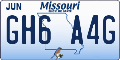 MO license plate GH6A4G