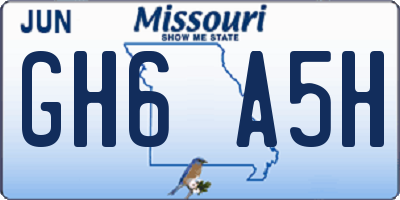 MO license plate GH6A5H