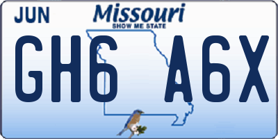 MO license plate GH6A6X