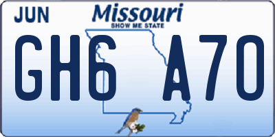 MO license plate GH6A7O