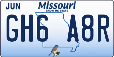 MO license plate GH6A8R
