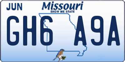 MO license plate GH6A9A