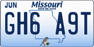 MO license plate GH6A9T