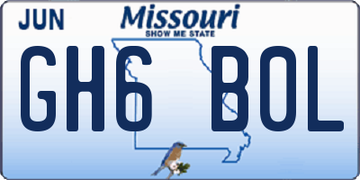 MO license plate GH6B0L